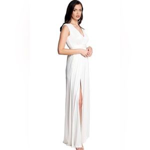 NWT Dress The Population Krista Front-Slit Satin Maxi Medium in Ivory